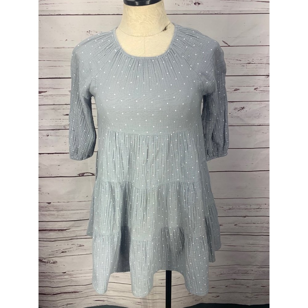 Chelsea and‎ Violet Gray Polka Dot Size Juniors Large Tunic Top